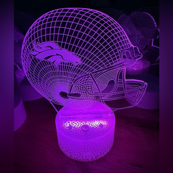 Denver Broncos 3D LED Football Helmet Night Light - Picture 2 of 8